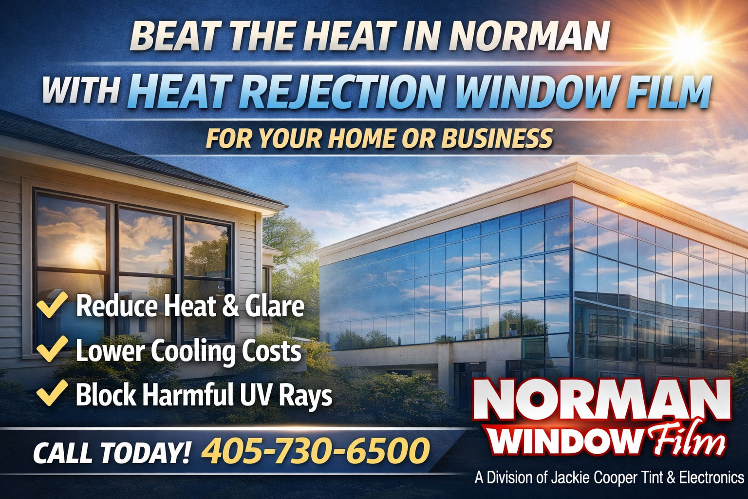 Stay Cooler in Norman with Heat Rejection Window Film for Your Home or Business
