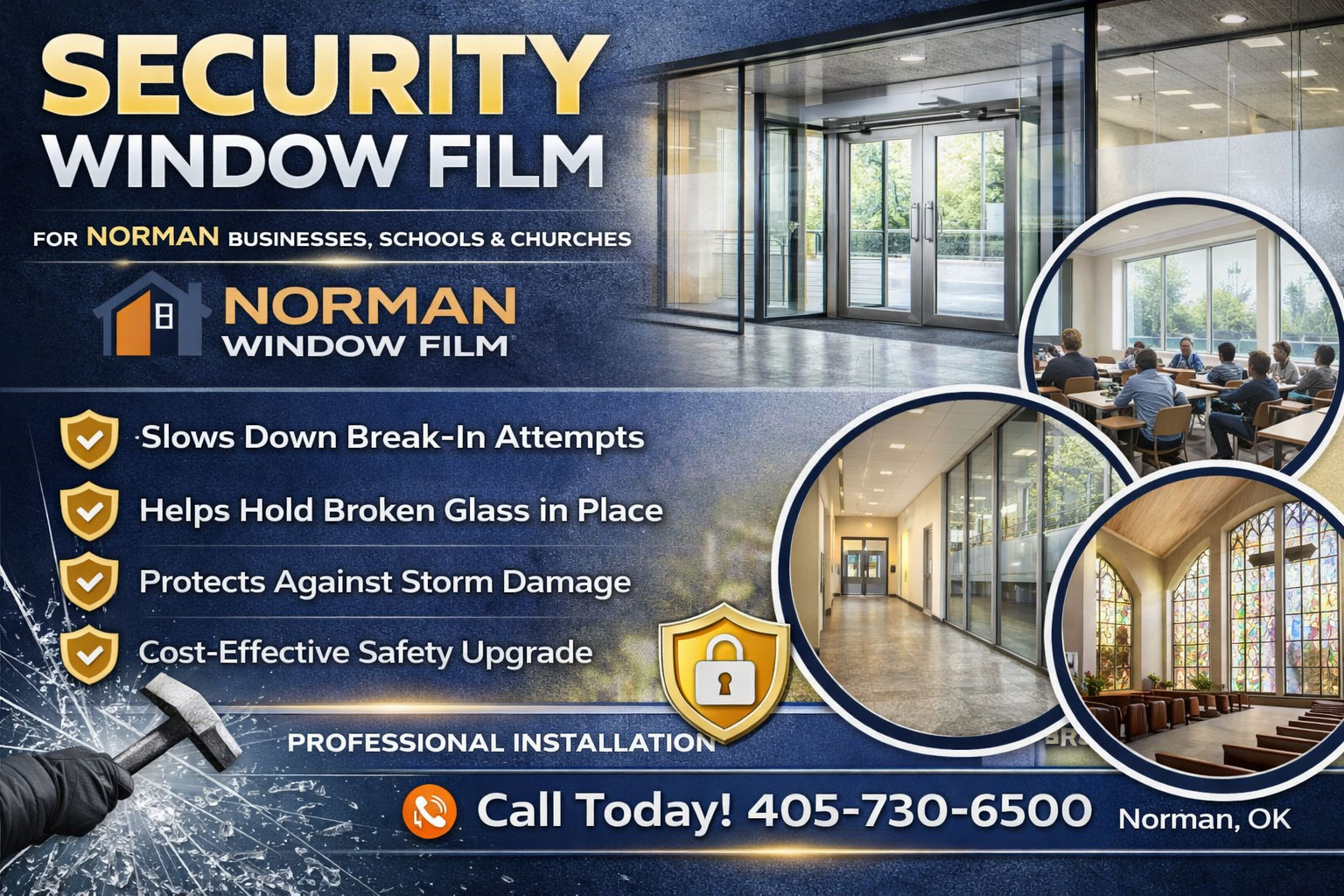 Improve Building Safety with Security Window Film in Norman, Oklahoma